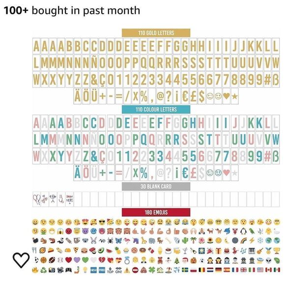 Cinema Light Box A4 Shiny Gold 16 Colors with hundreds of Letters and Emojis - Picture 4 of 17